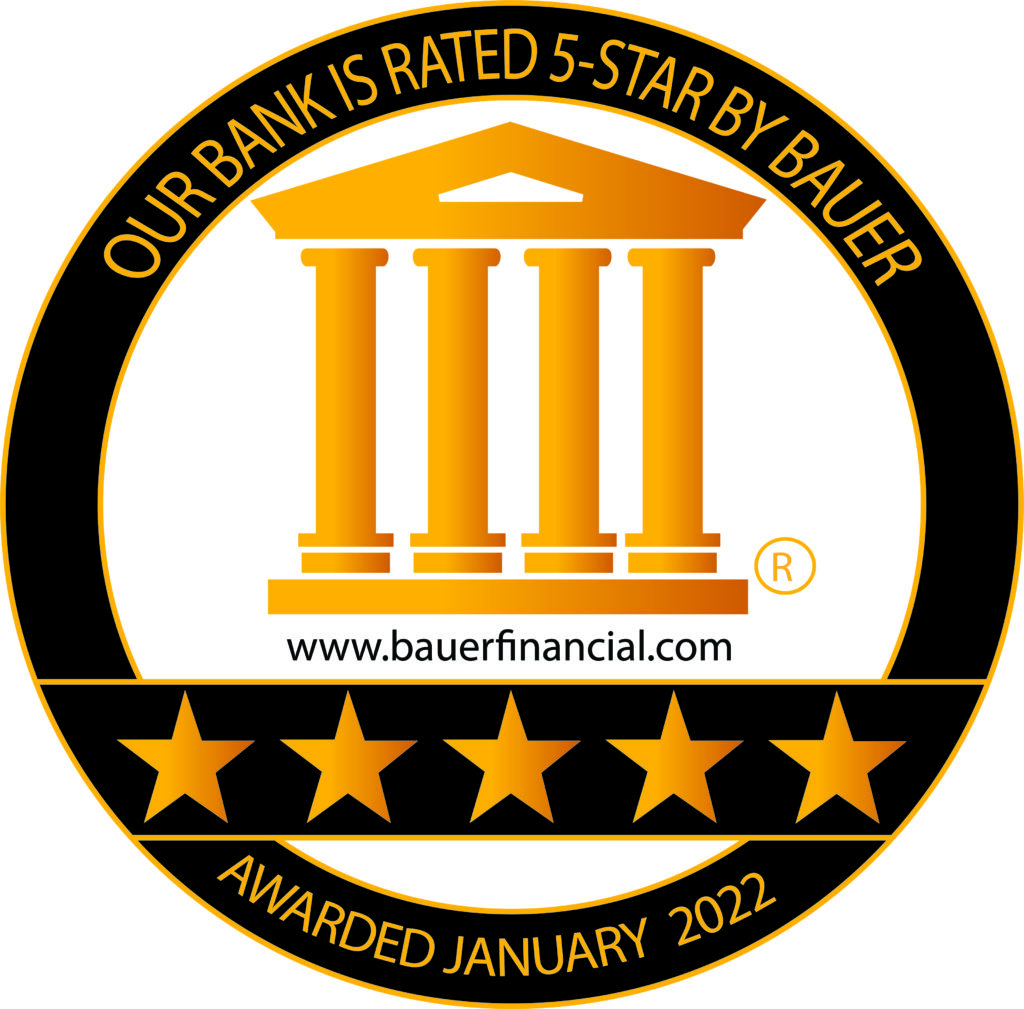 Our Bank is rated 5 stars by bauer