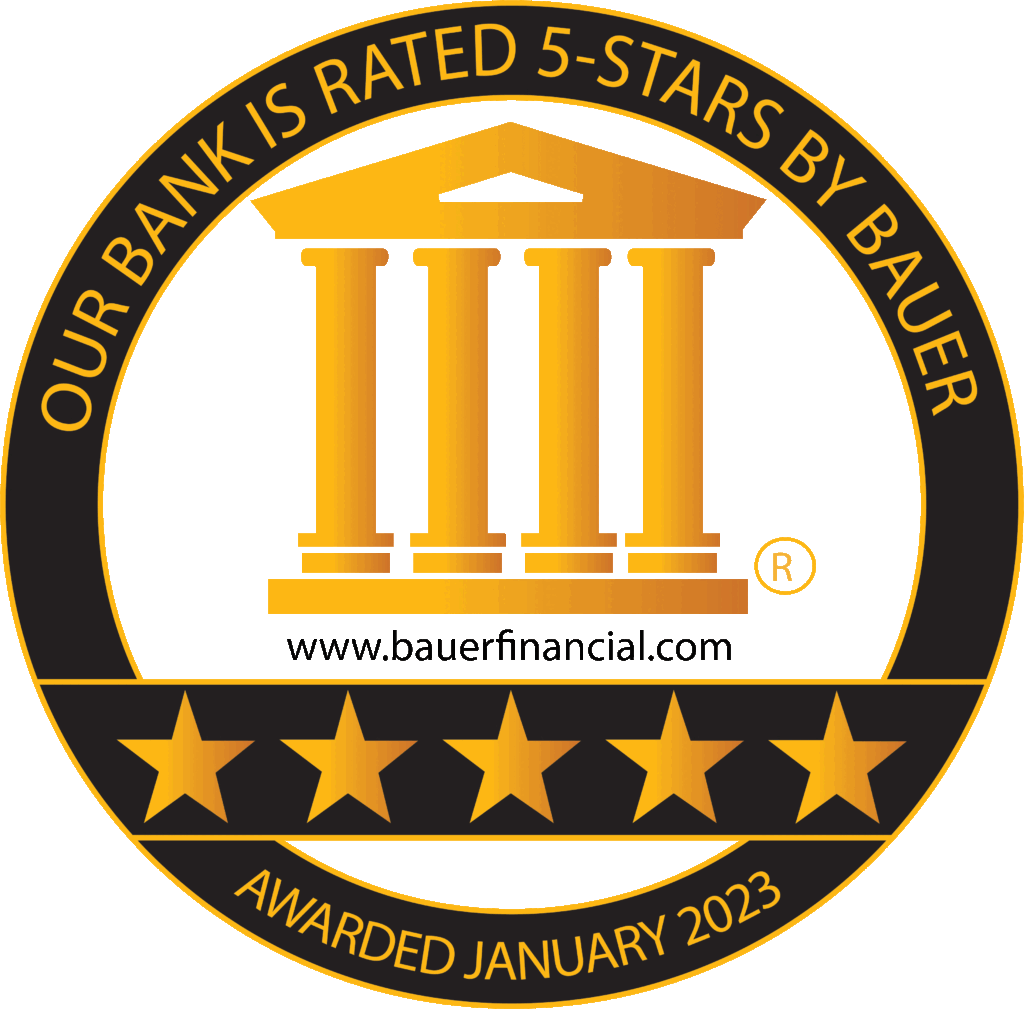 Our bank is rated 5-Stars by Bauer